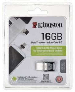 Kingston Flashdrive DataTraveler microDuo 3.0 16GB USB 3.0 Czarny