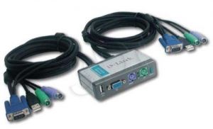 D-LINK DKVM-2KU 2-Port KVM+USB Switch, zestaw kabli